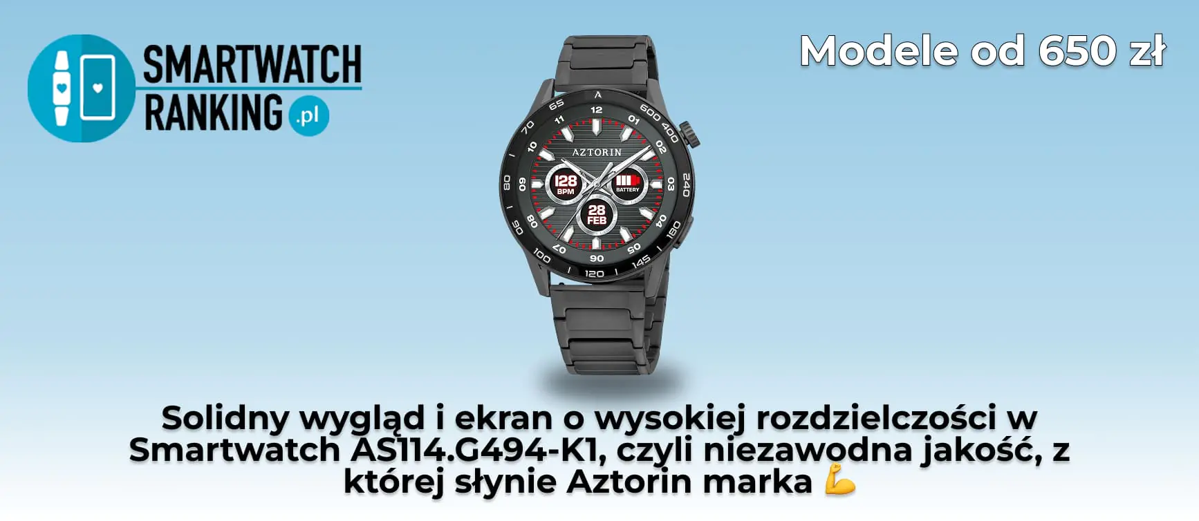 Aztorin zegarek smartwatch AS114.G496-K1, elegancki model z metalową kopertą i klasycznym designem