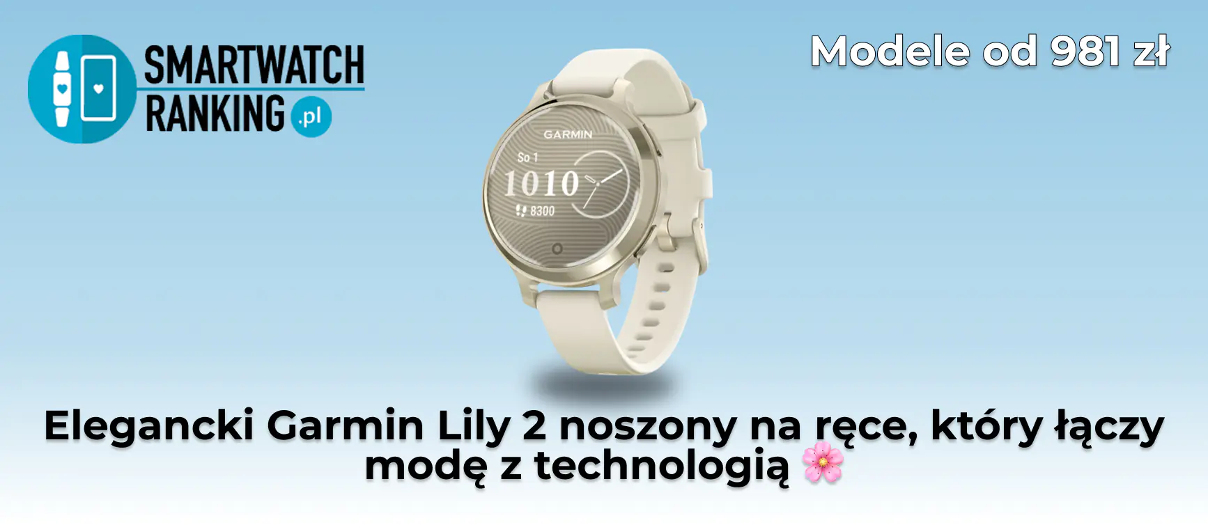 Nowoczesny zegarek Garmin damski Lily 2 o smukłym i lekkim designie.