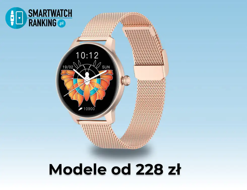 Złocisty smartwatch damski G Rossi model SW020-1 z okrągłą tarczą=
