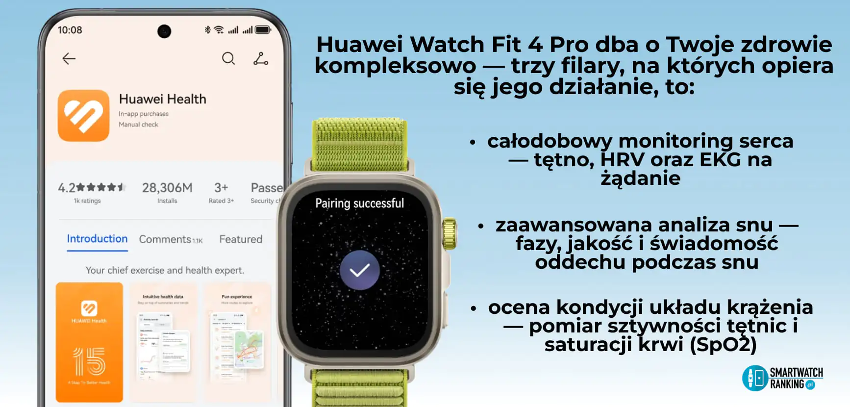 Aplikacja Huawei Zdrowie umożliwia śledzenie aktywności fizycznej, monitorowanie parametrów życiowych oraz analizę snu wszystko w jednym miejscu.