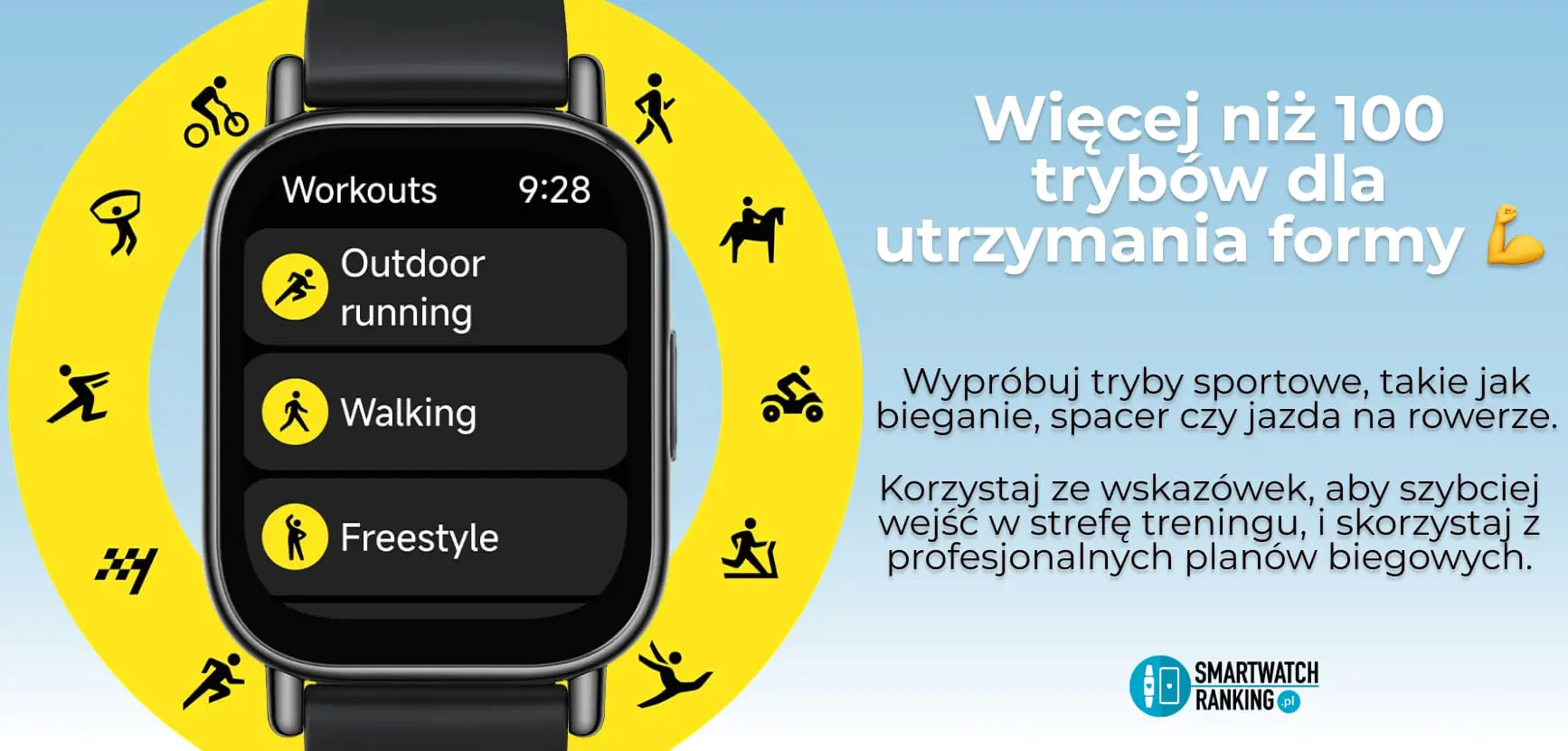 Bogata biblioteka aplikacji czyni z niego coś więcej niż zegarek do biegania — to wszechstronny towarzysz rowerzystów, pływaków i każdego aktywnego użytkownika.