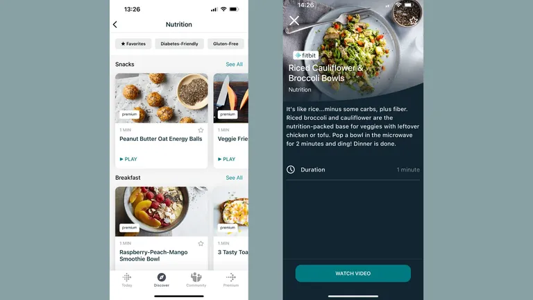 Przepisy w Fitbit Premium